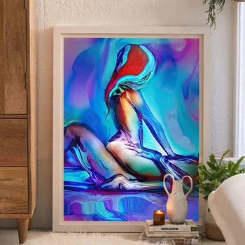 

Sexy Painting Naked Woman and Man Abstract Body Art Abstract Painting Canvas Print for Bedroom Home Wall Decor No Frame
