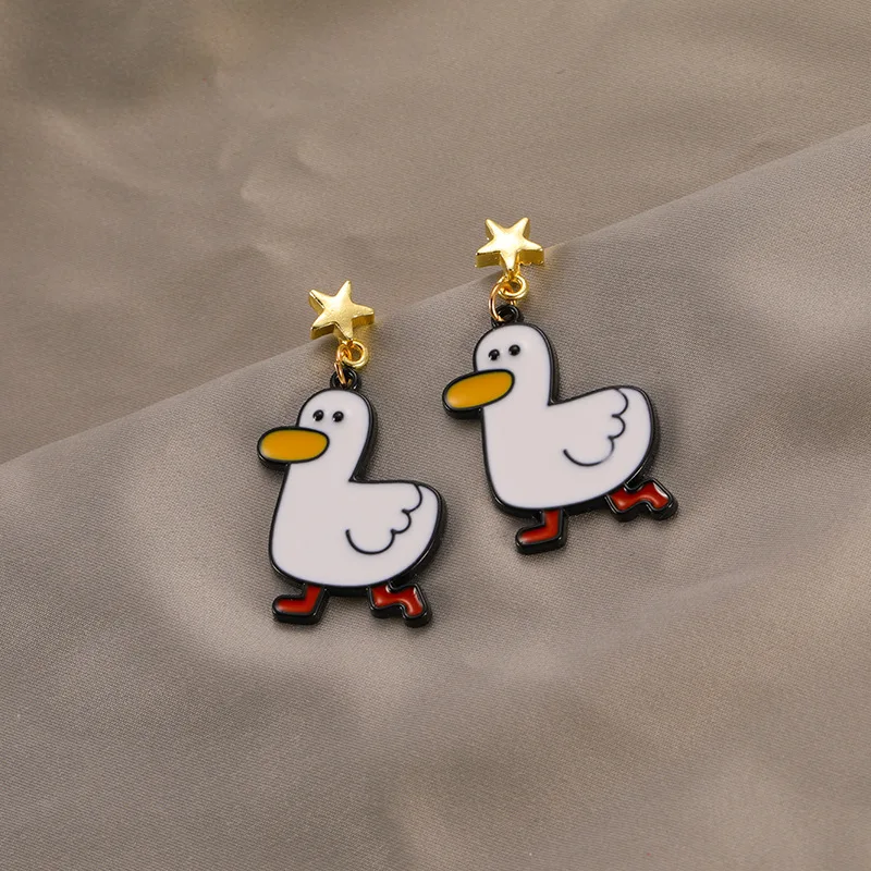 PickyanDco, корейские длинные висячие серьги с мультяшной уткой, милые персональные серьги со звездой для женщин и девочек, модные ювелирные изделия XC71
