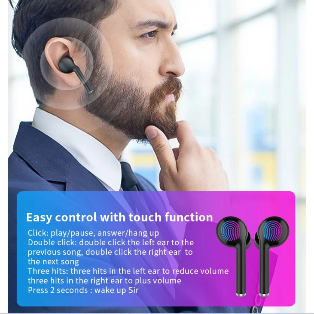 BT5.0 Bluetooth наушники стерео Bluetooth гарнитура TWS беспроводные вкладыши с микрофоном наушники-вкладыши спортивные игровые Bluetooth наушники