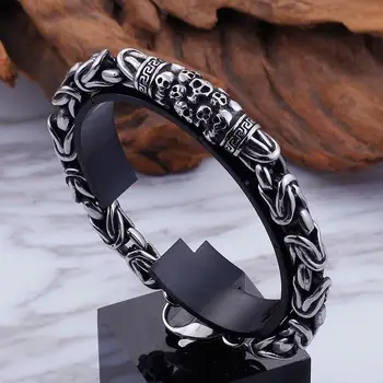 Punk Rock Skull Bracelet silver color Lobster Claw Clasp Gothic Style