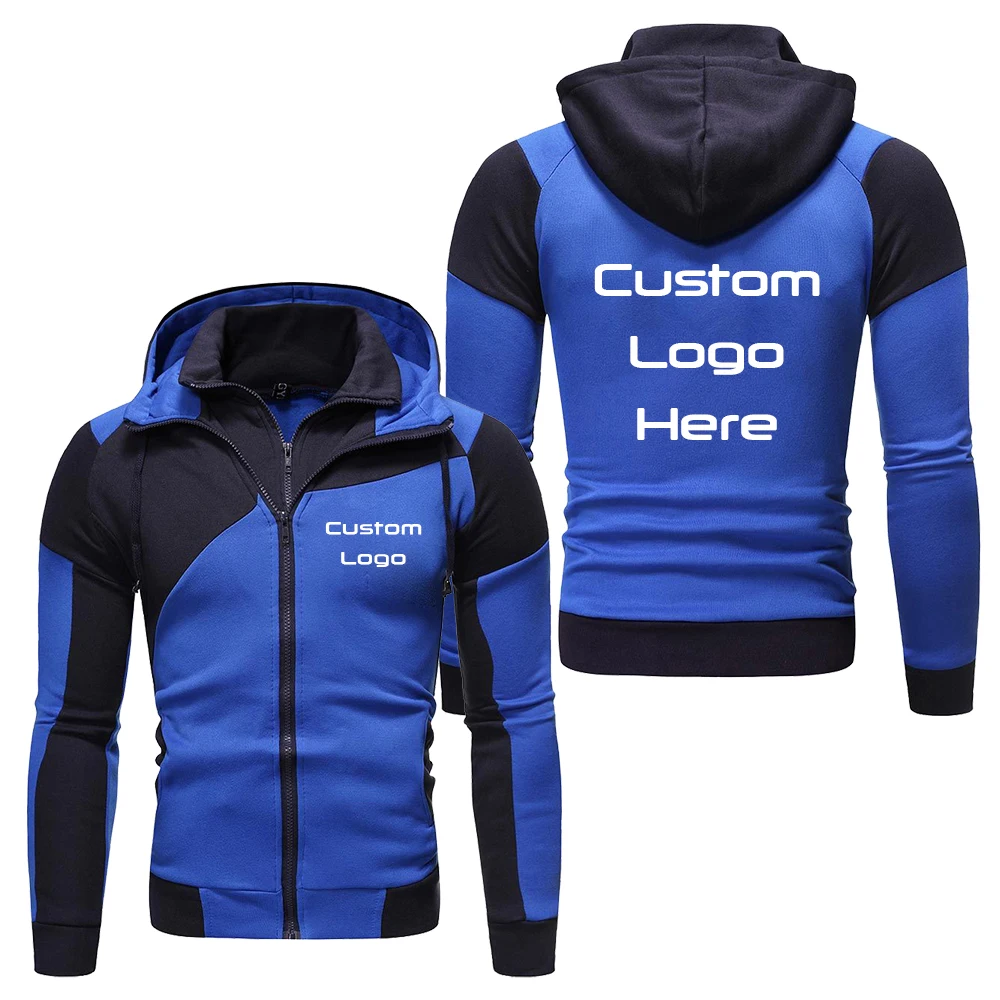 

2020 New Arrival Casual Hoodie Custom Logo Picture Men Hoodies Fashion Patchwork Color Men Zipper Coat Jacket clothing