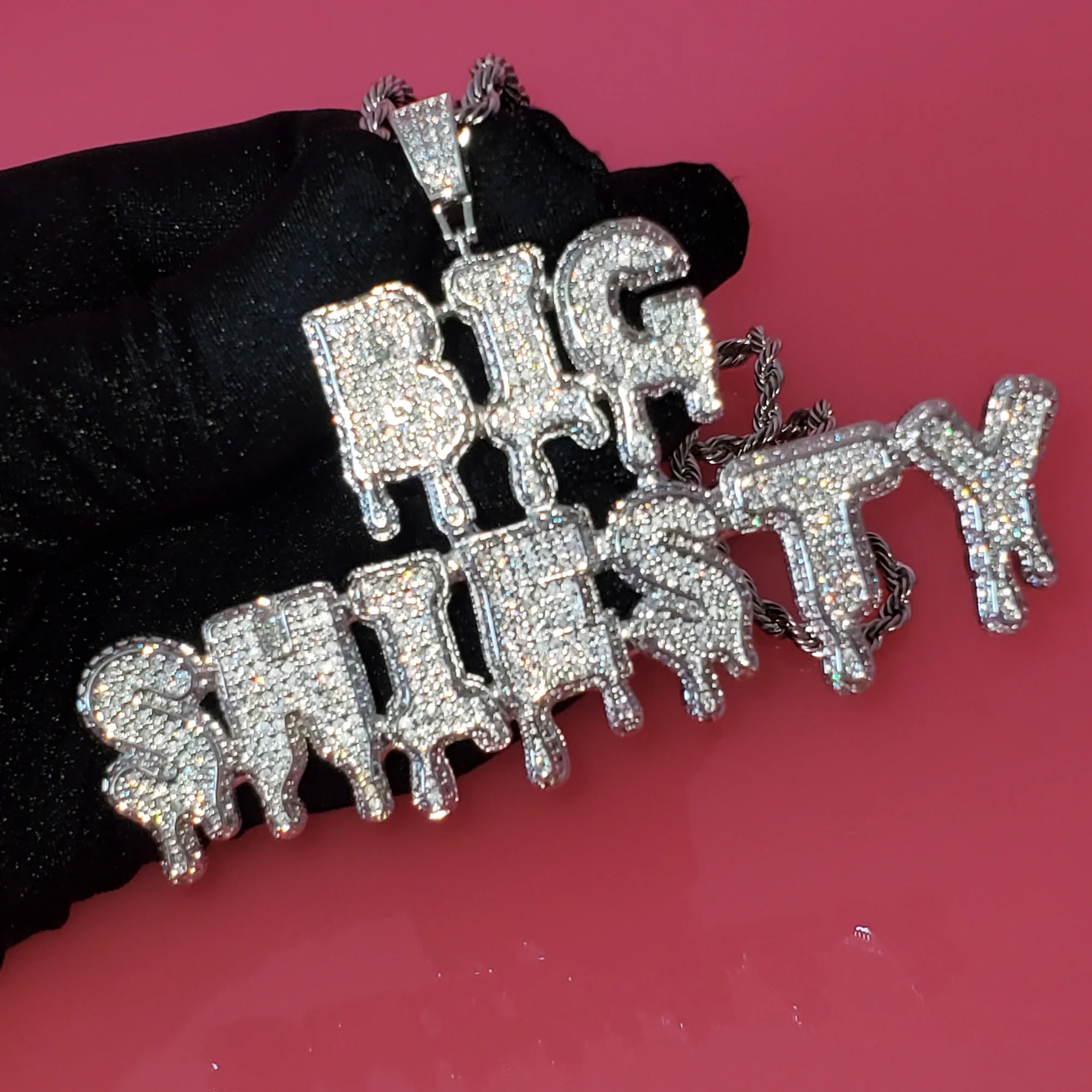 CUSTOM Name Jewelry Icy Diamond Drip Letters Chain Pendant Necklaces For Men Hip Hop Accessories With Tennis Chain Gift for Her