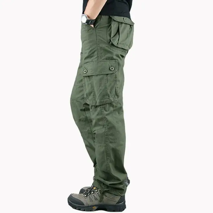 Большие размеры 44, мужские брюки карго, мужские повседневные военные тактические брюки с несколькими карманами, мужские армейские прямые брюки, хип-хоп джоггеры - Цвет: Grass Green