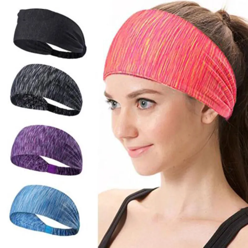 Elastic Striped Headbands for Women Girls Sport Running Yoga Head Band Cotton Wide Hair Band Turban Head Warp Hair Accessories