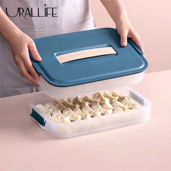 

Urallife Dumpling Storage Box Stackable Refrigerator Storage Box Large Capacity Non-stick Dumpling Tray Superimposed Storage Can