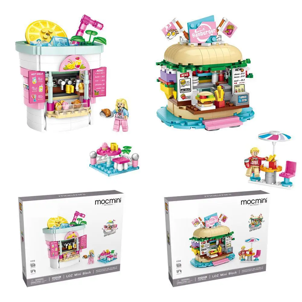 

1729 Amusement Park beverage store 3D model 367 pieces DIY Mini blocks bricks diamond small construction toy for children no box