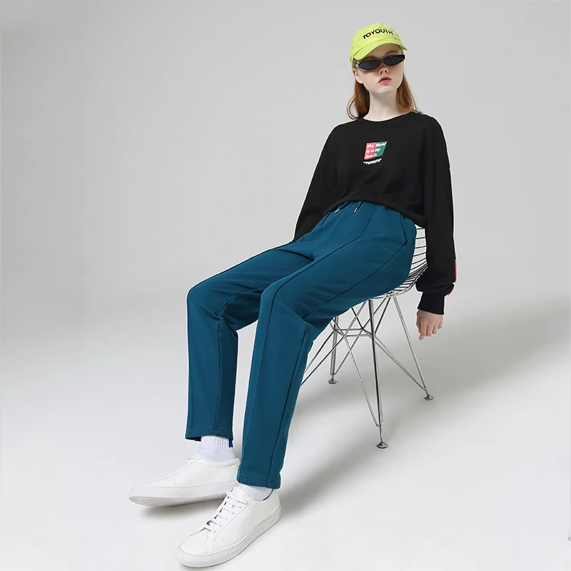Toyouth Casual Sweatpants Solid Drawstring Pants For Women Autumn Loose Trousers