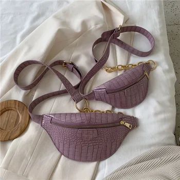 

Fashion Chains Chest Bag Retro Female 2020 Hot New Famous Brand Brand shoulder Crossbody Bag Solid PU Women Handbag