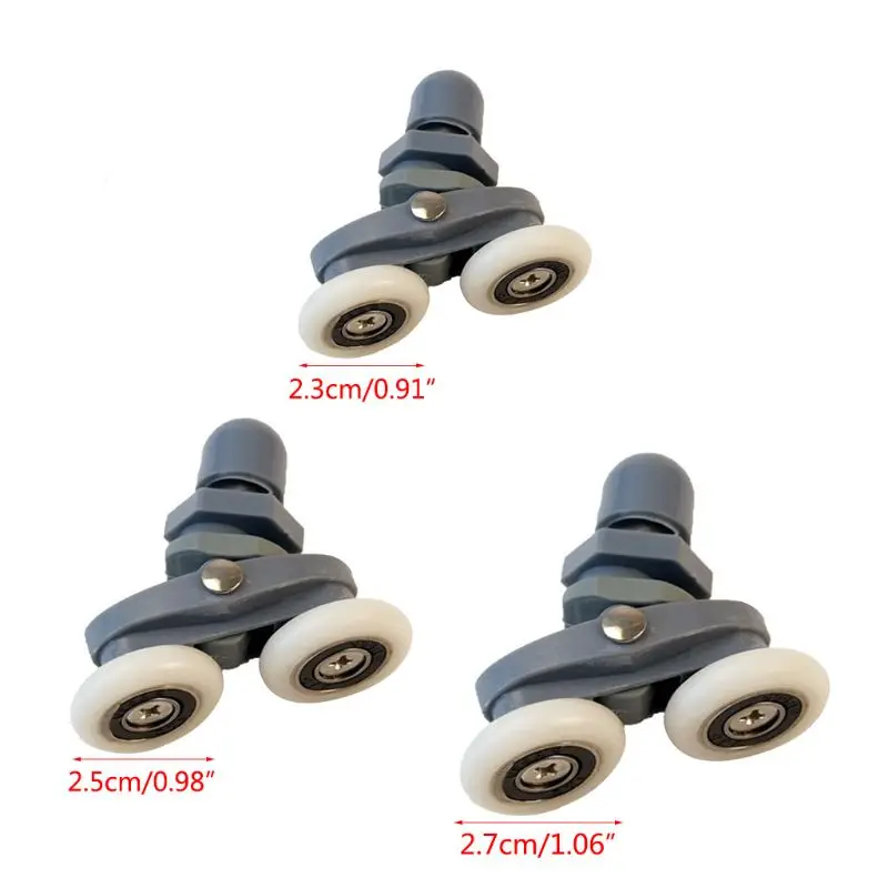 

4Pcs/Set Adjusting Double Swinging Pulley Wheel Shower Cabin Sliding Door Roller NEW