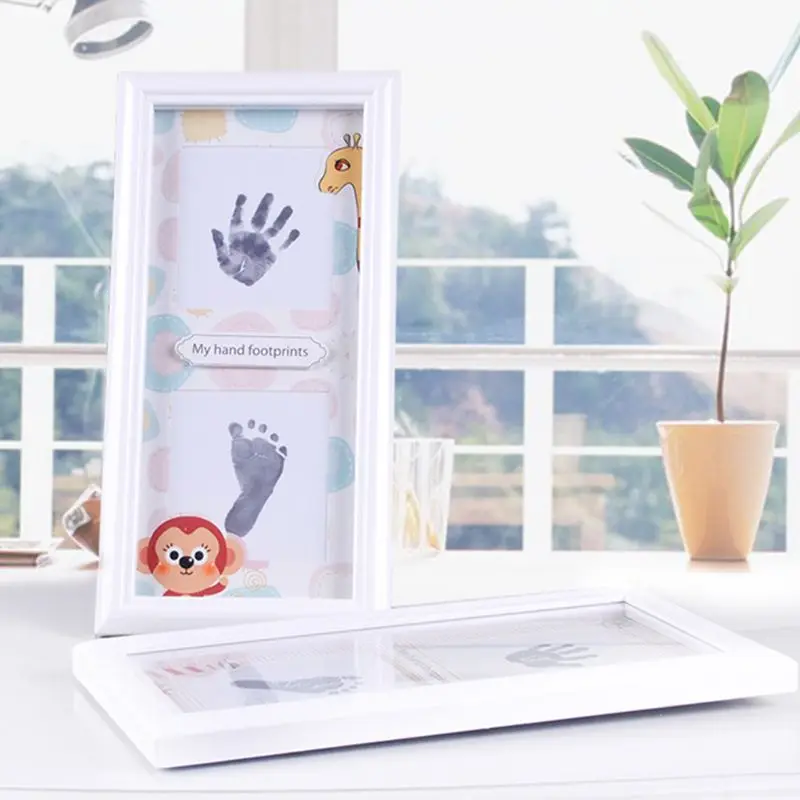  Newborn Infants Hand Foot Print Mud Photo Frame Baby Souvenir Hundred Days New Parents Gifts Wall D