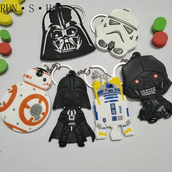 

Anime Cartoon Star Wars Keychain Double-sided Environmental Protection Soft Glue Texture Keychain Black White Warrior Keychain