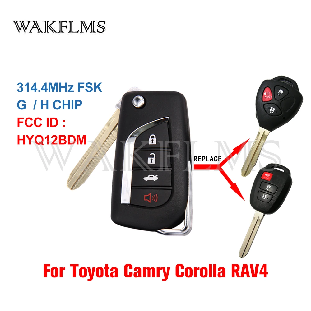 HYQ12BDM For Toyota Camry Corolla Rav4 Prius C 2012 2013 2014 2015 2016 2017 2018 2019 Modified Remote Key HYQ12BEL HYQ12BDP