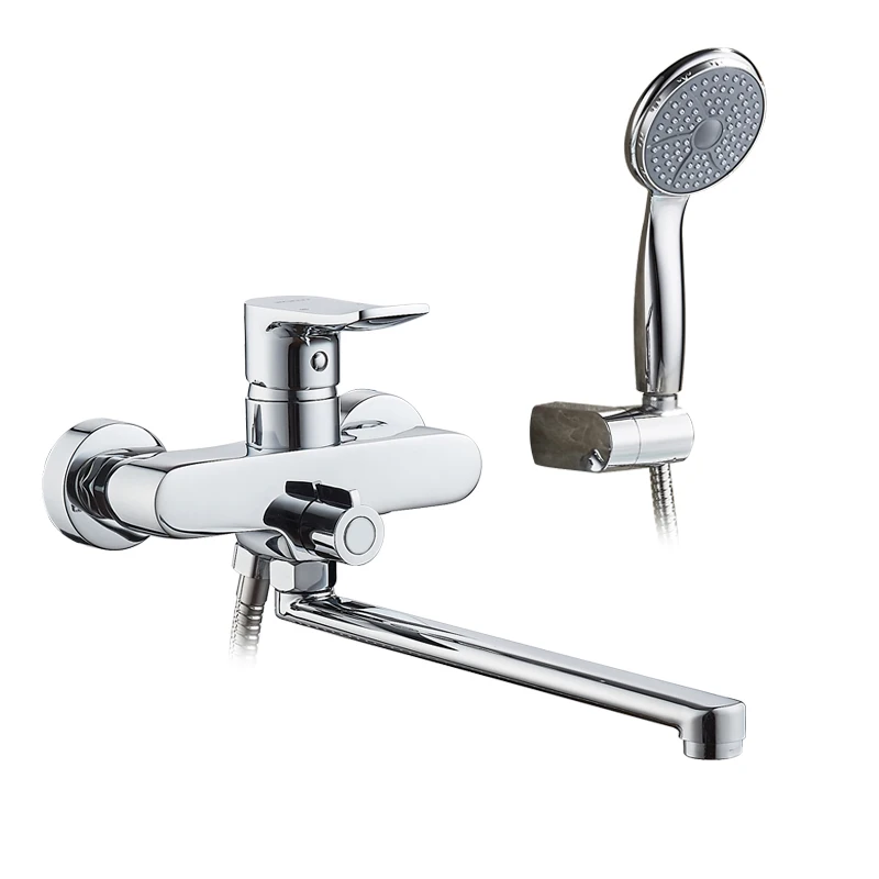 LEDEME Bathtub Faucet set for Bathroom Outlet Pipe Chrome Plated Bath Faucets Surface Brass Bathtub Faucets Shower Head L2234