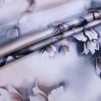

108cm * 50cm Thickness 19 M Bright Magnolia Digital Spray /Painting Elastic Satin Soft Slip Summer Silk Cheongsam Fabric