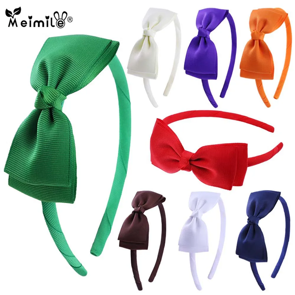 Meimile toddler new girls headbands hoop hair accessories with bow cute colorful headwear to kids with dress