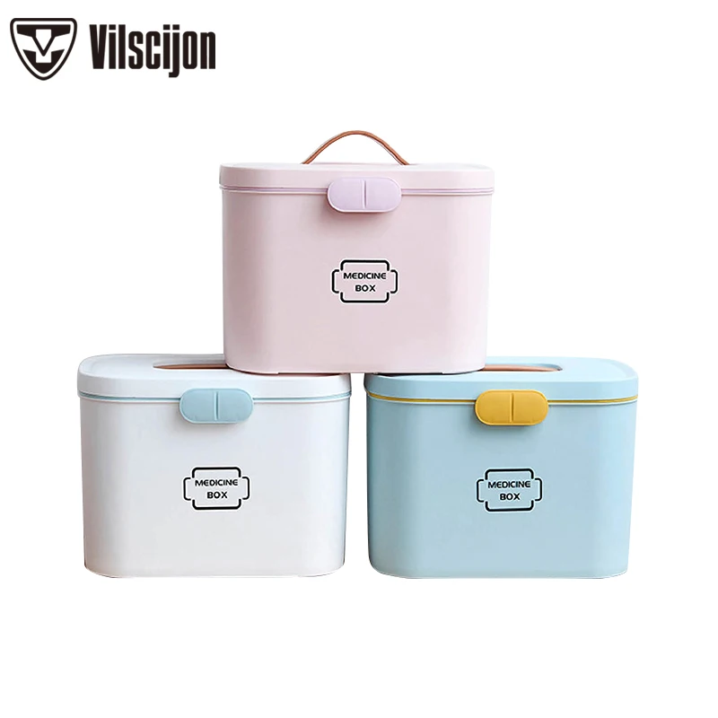 

Medicine Storage Box Plastic Container Emergency Kit Portable Multi-layer Large Capacity Storage Organizer Vilscijon 6661
