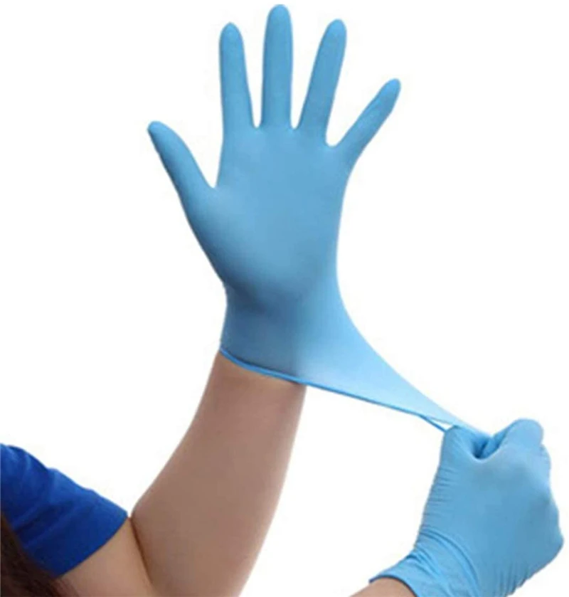 100PCS Disposable Nitrile Gloves with Textured Fingertips Latex Free