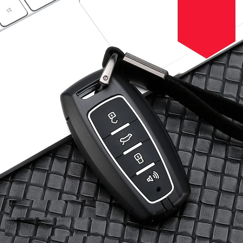 A black white Углеродное волокно сплав+ силиконовый Автомобильный Дистанционный корпус умного ключа Fob Крышка для Great wall HAVAL H6 Coupe H7 H9 H1 H2 Key - Название цвета: A black white
