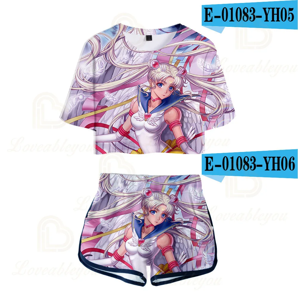 Anime Sailor Moon Tshirt Sets Navel T-shirt Two