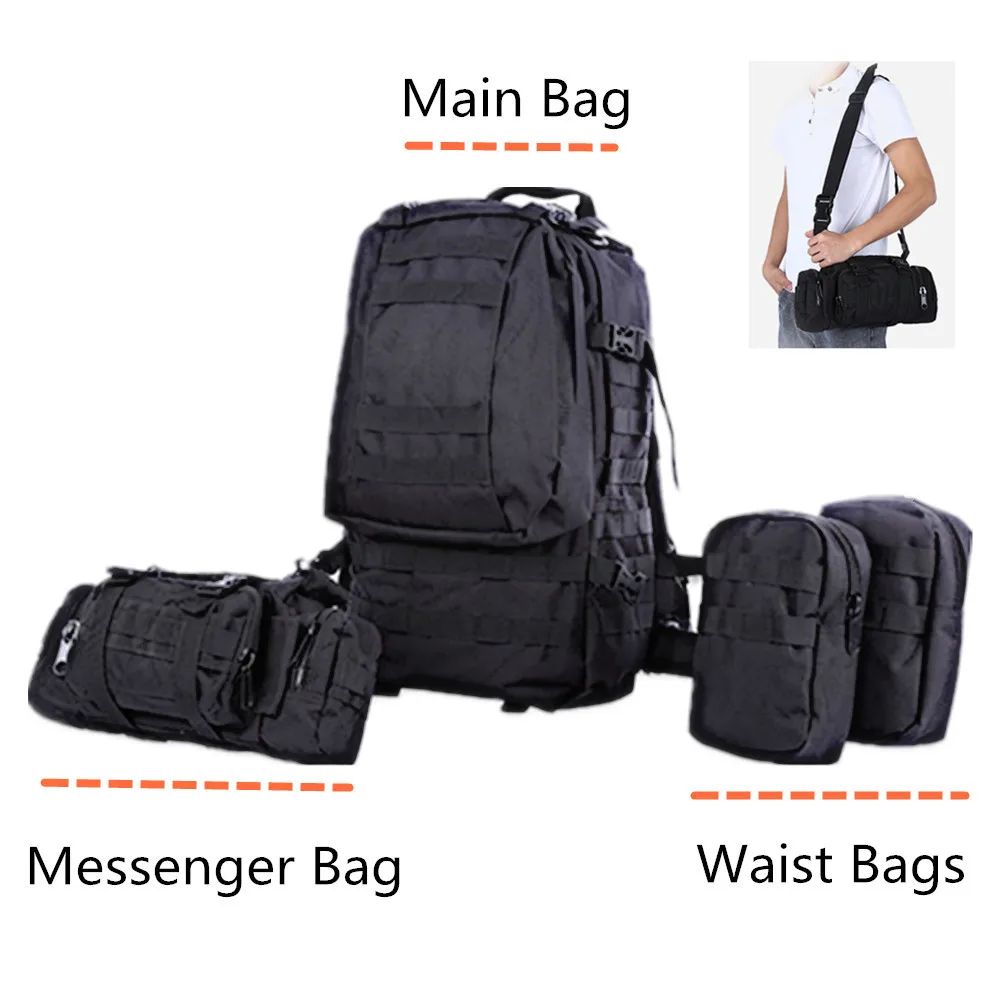  Outlife 50L Outdoor Backpack Molle Military Tactical Backpack Rucksack Sports Bag Waterproof Campin - 32802204318