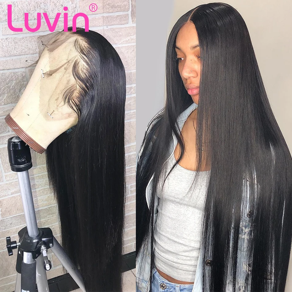 

Luvin 200 density 28 30 Inch Straight 13x6 Glueless Lace Front Human Hair Wigs Black Women Brazilian Frontal Wig Pre Plucked
