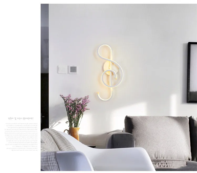 Modern Creative Music Symbol LED Wall Light Creative Kitchen Corridor Bedroom Mirror Decoration Background Wall Light