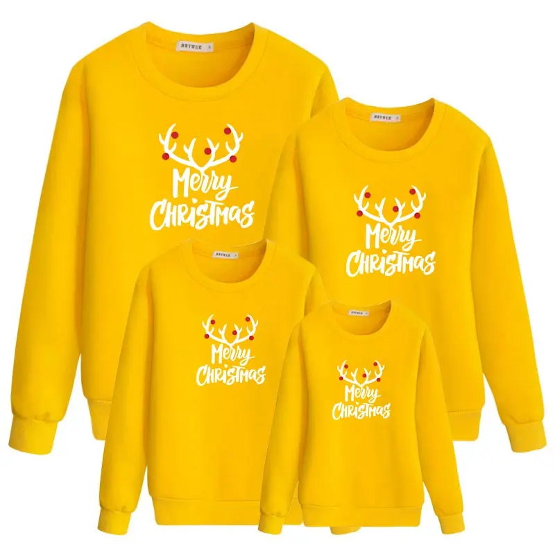 Одинаковые Рождественские свитера для всей семьи; толстовки с рисунком оленя для папы, мамы, сына и дочки; зимняя одежда из хлопка с круглым вырезом для мамы и дочки - Color: Color 2
