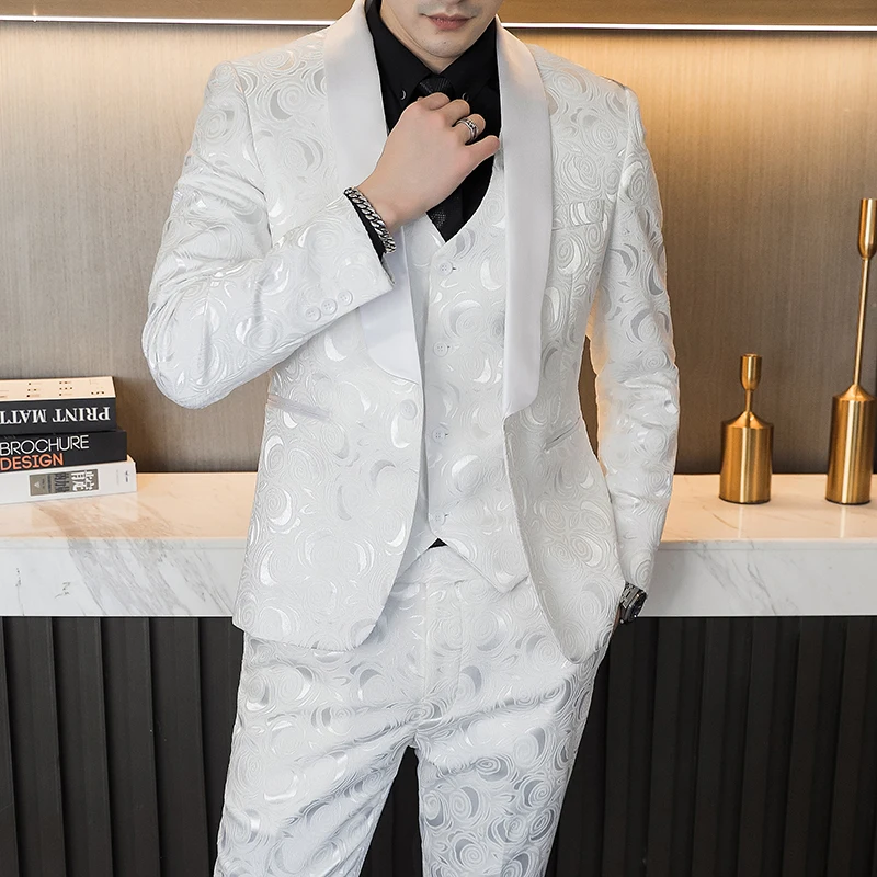 Men White 3 Piece Suits Designer 