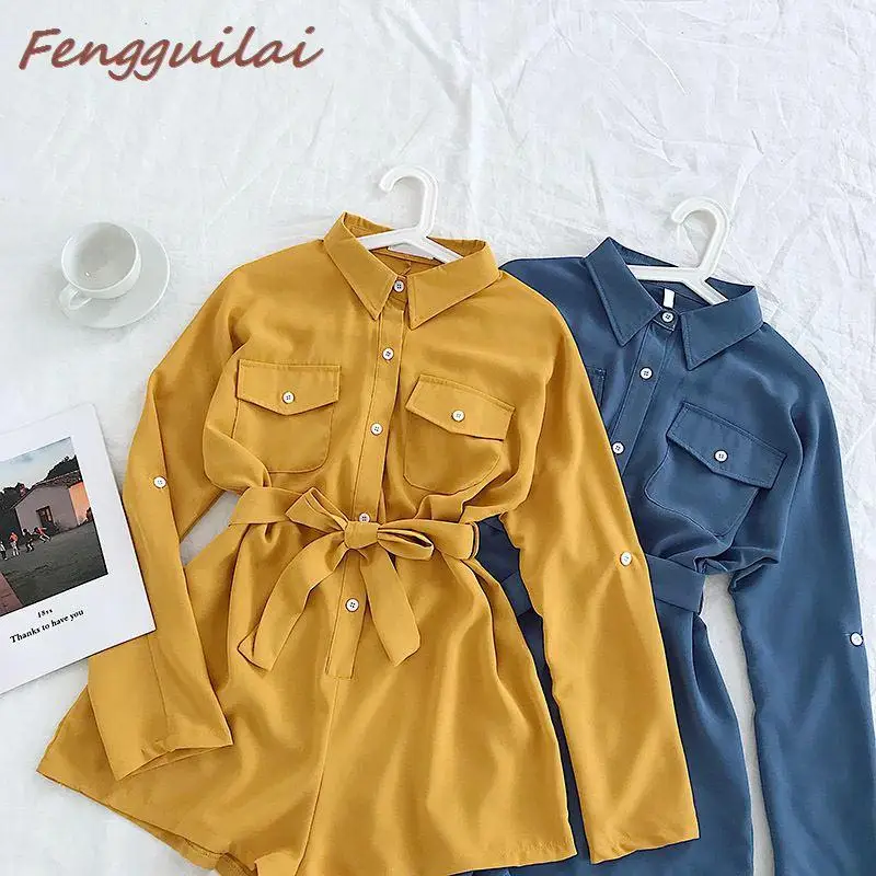 Korean Style 2020 New Fashion Women's Playsuits Chic Double Pocket Skinny Strap Long-sleeved Casual Jumpsuit Overalls For Women Korean Style 2020 New Fashion Women's Playsuits Chic Double Pocket Skinny Strap Long-sleeved Casual Jumpsuit Overalls For Women