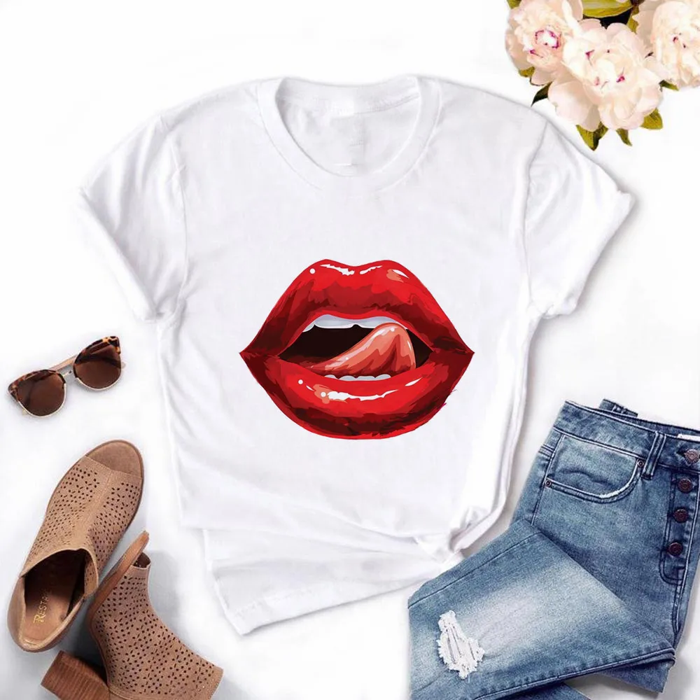 129390-806f41.jpg Women Plus Size Harajuku Tops Summer Tops Graphic Tees Women Lips Kawaii T shirt Clothes Girl