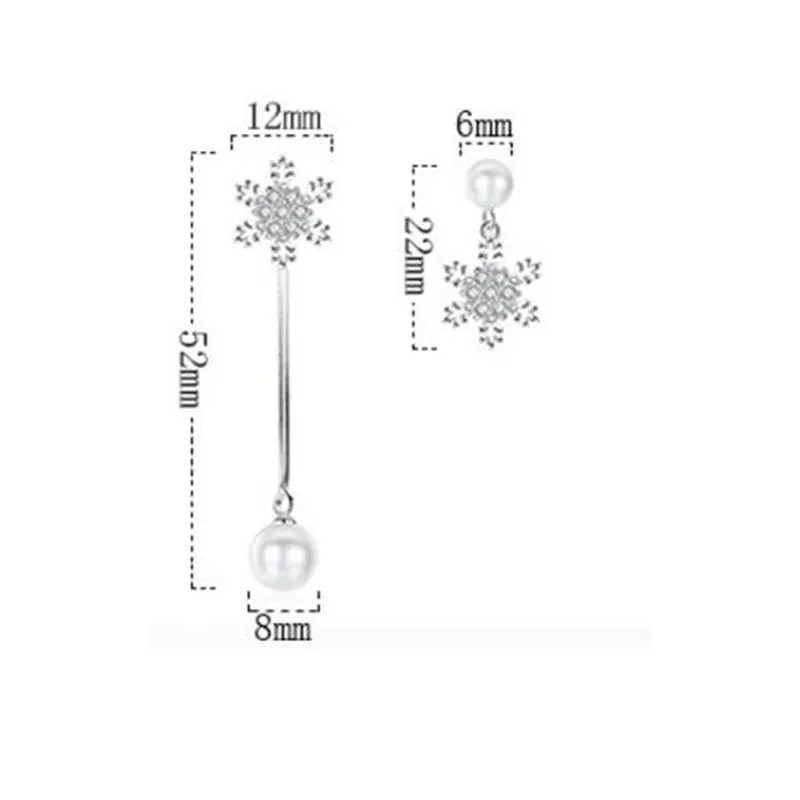 Высокое качество Циркон снежинка Асимметричная Длинная кисточка висячие серьги 925 пробы серебро для женщин рождественские подарки S-E416