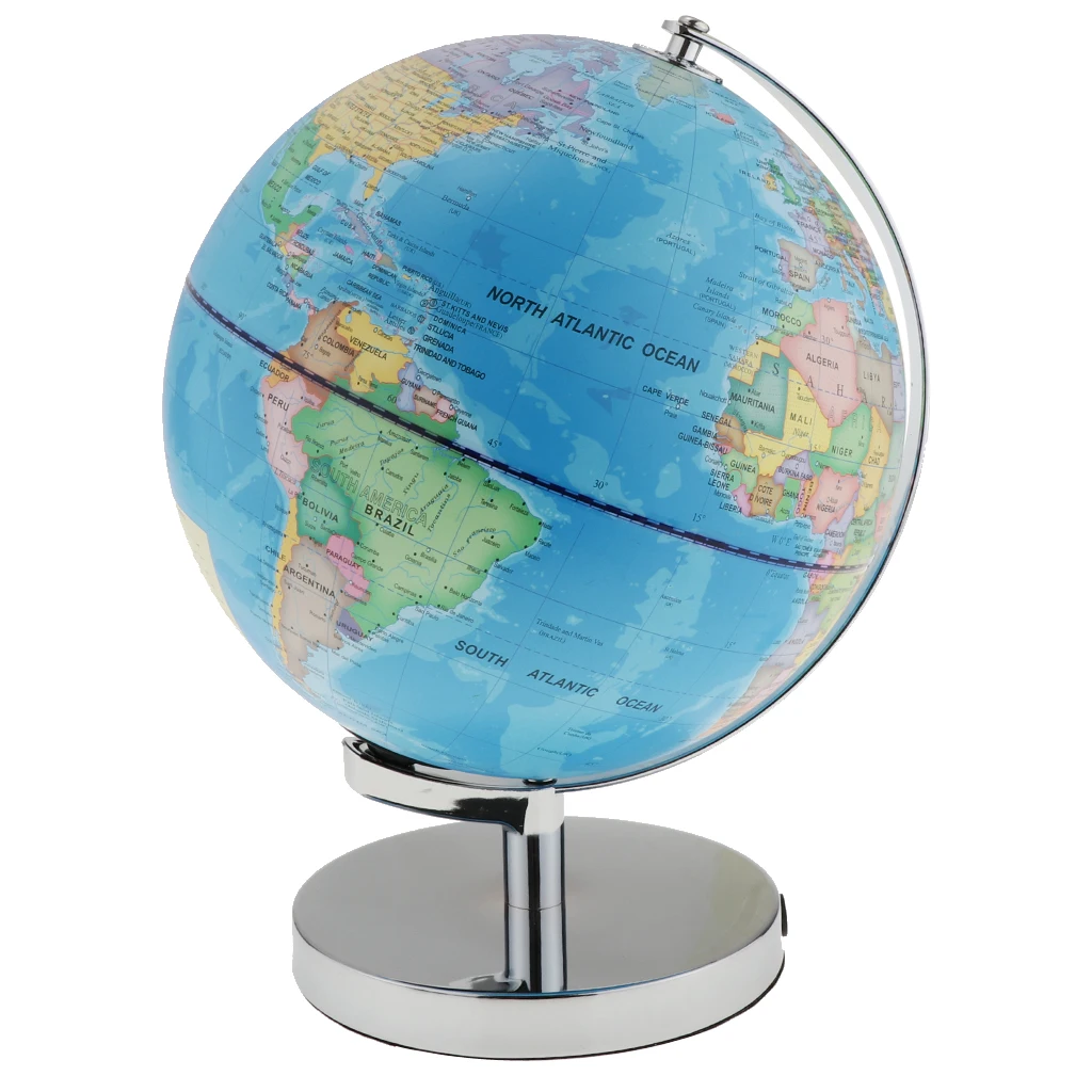  12inch Rotating Globe with World Map LED Light Educational Home Office Desk Decoration Learning Pro