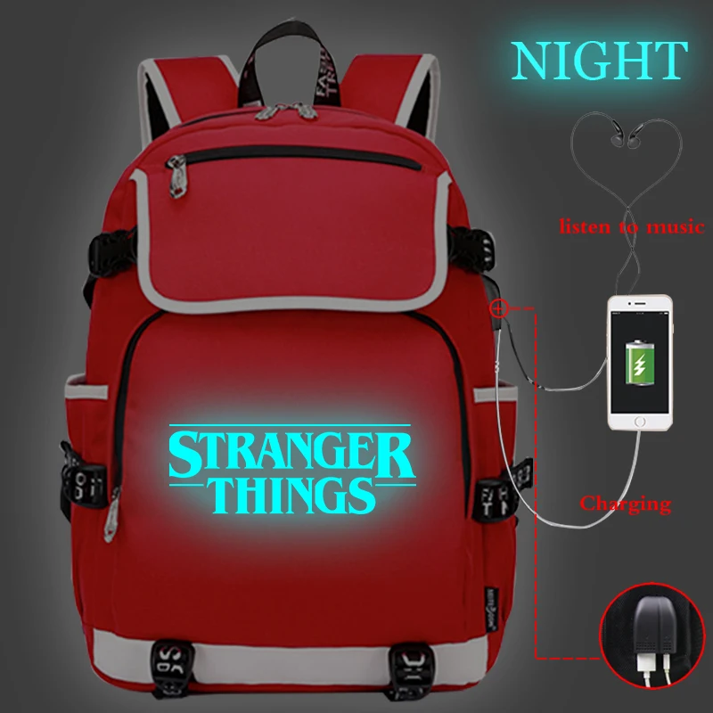 Canvas Backpack 5 Очень странные дела рюкзак с отражающими вставками plecak Szkolny Для женщин/Для мужчин, рюкзак для мальчиков и девочек-подростков, рюкзак для путешествий с отделением для лэптопа, Bagpack зарядка через usb - Цвет: Canvas Backpack 5