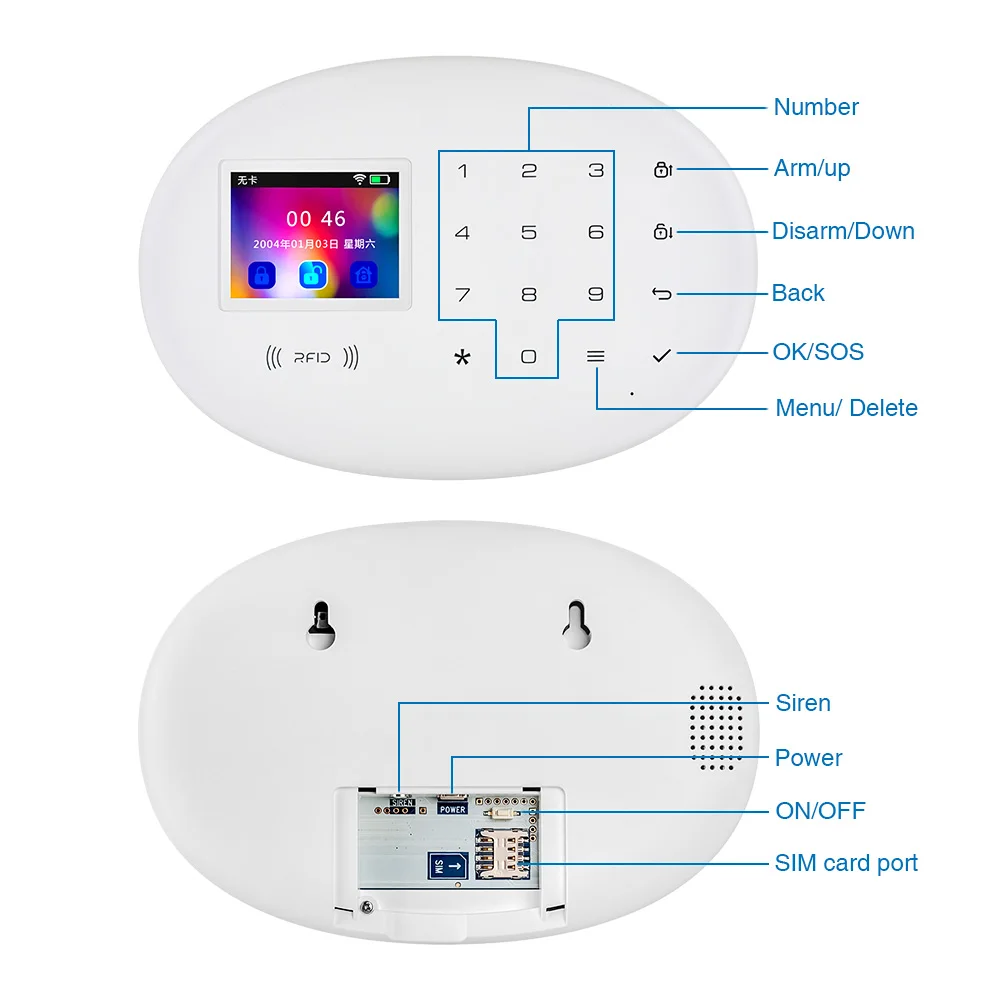 Sistema de Alarme Rede sem Fio Kerui Fortificação Tela Colorida Toque Teclado Movimento Casa Inteligente 2.4g Wifi Conexão W20 Gsm App 17 inteligente 2.4g wifi conexão rede sem fio