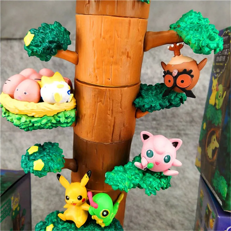 8 шт./компл. аниме Pika Charmander Eevee Jigglypuff pokemones лес 2 дерево стрельба Звезда ночь фигурка игрушки подарки для детей