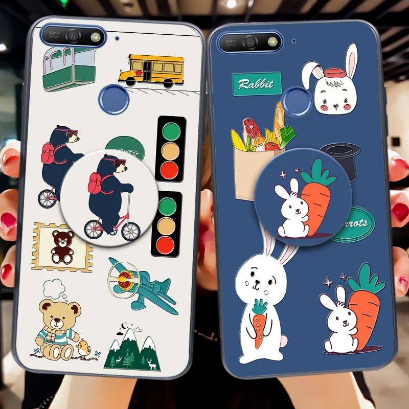 Силиконовый чехол с милым медведем для Huawei Y5 Y6 Y7 Y9 2018 Y9A роскошный чехол-накладка