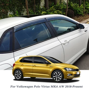melhor Qcbxyyxh Estilo Do Carro Toldos Abrigos Viseiras Da Janela Chuva Sobrancelha Para Volkswagen Polo Mk6 Aw 2018-presente Acessórios Externos