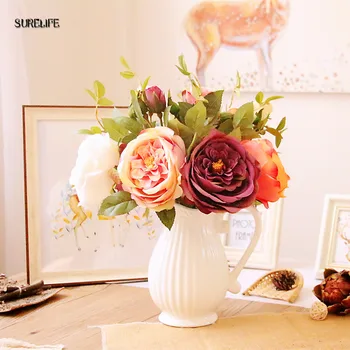 

Modern Ceramic Wedding Decorative Vase Modern White Ceramic Vase Artificial Flower Bottle Household Decor Pink Blue Vases