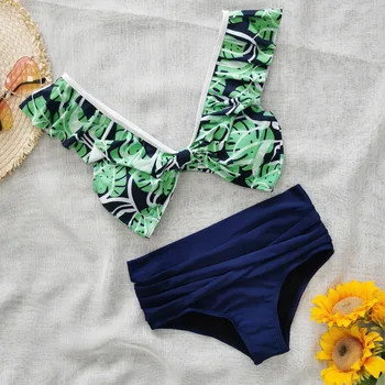 

High Waist Bikini Set Floral Ruffled Plus Size Swimwear Women Summer Two Piece Swimsuit 2020 Girl Beach Bathing Suit Biquinis