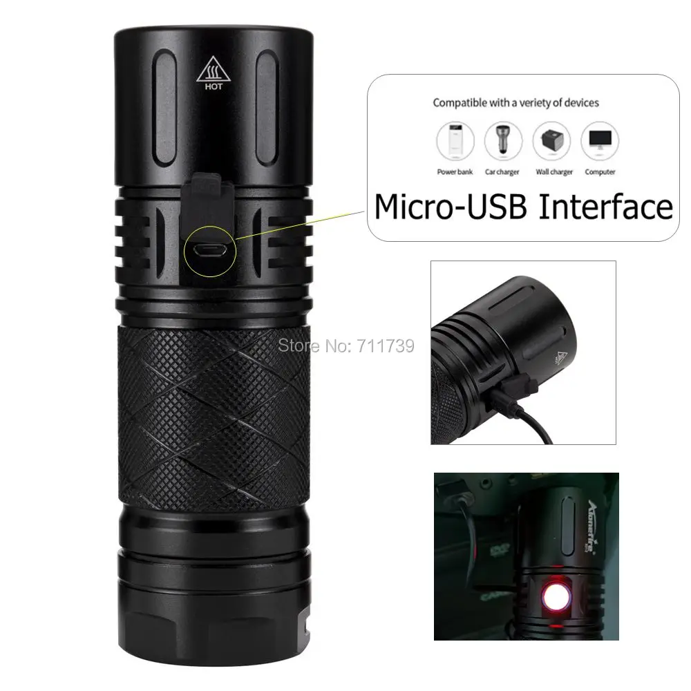 Alonefire X012 супер мощный светодиодный фонарик SST40 водонепроницаемый USB Перезаряжаемый фонарь Ультра яркий фонарь ночного освещения
