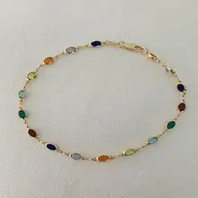 Rainbow Color Crystal Anklet Women Bracelet Ethnic Style Anklet Fashion Simple Charm Lady Jewelry Gift