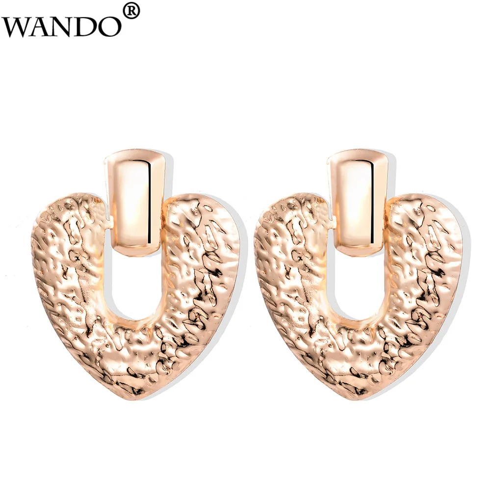

WANDO Ethiopian Europe America Middle East Arab Rose Gold Heart Earrings For Girls Women Gold Color Mini Earring Jewelry Gifts