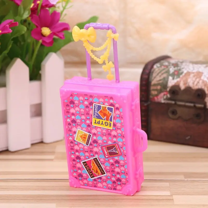 Doll Doll Suitcase Toys Travel Fashion Cute Furniture Dollhouse Luggage Simulation 3D Play House Game Kids Children Girls Trunk