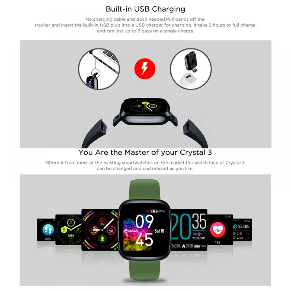 Zeblaze Crystal 3 умные часы WR IP67 пульсометр кровяное давление длительный срок службы батареи ips цветной дисплей умные часы для Android IOS