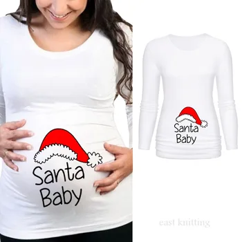 

Summer 2019 Pregnancy Shirt Maternity Christmas Ladies Top Polyester Cotton Long Sleeve Round Neck Comfortable Maternity Top