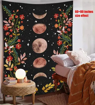 

Psychedelic Tapestry Flower Wall Hanging Room Starry Sky Carpet Moon Tapestries Art Home Decoration Accessories