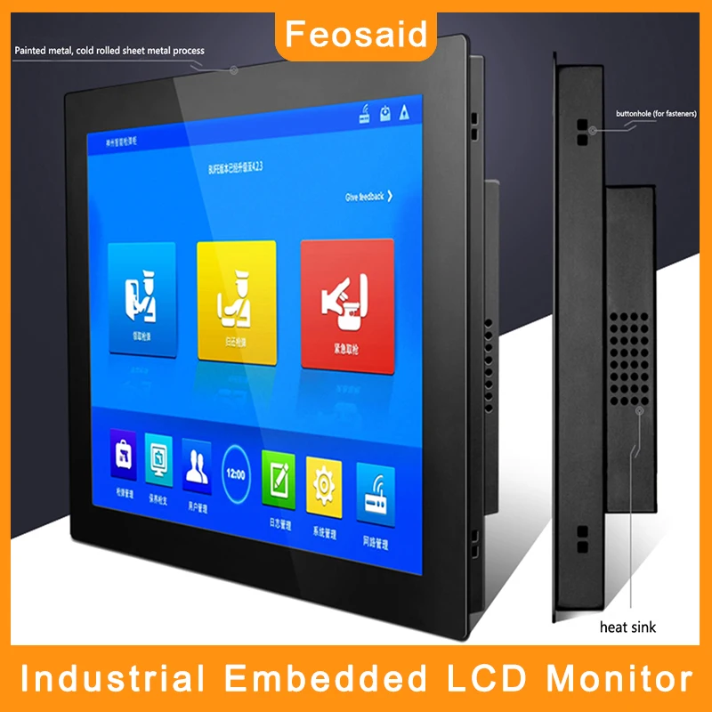 

Feosaid 12.1 inch industrial monitor 12" LCD Resistance Touch screen display With VGA/HDMI/DVI Inputs And Resolut 1024x768