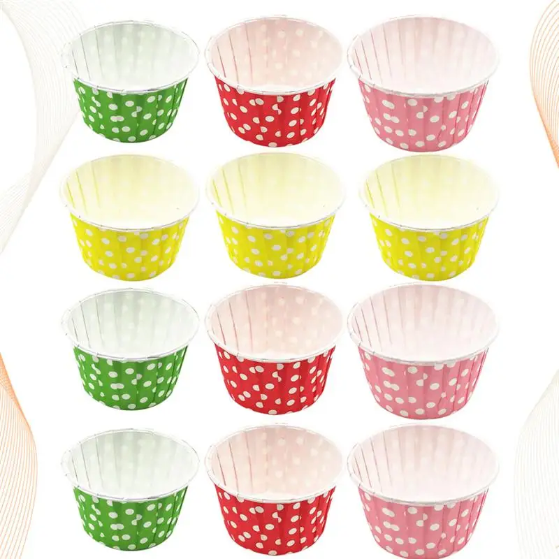 50/100PCS торт чашки десерт чаши Высокое Температура устойчивый выпечки Кепки точечным покрытием для Cakecup разные цвета