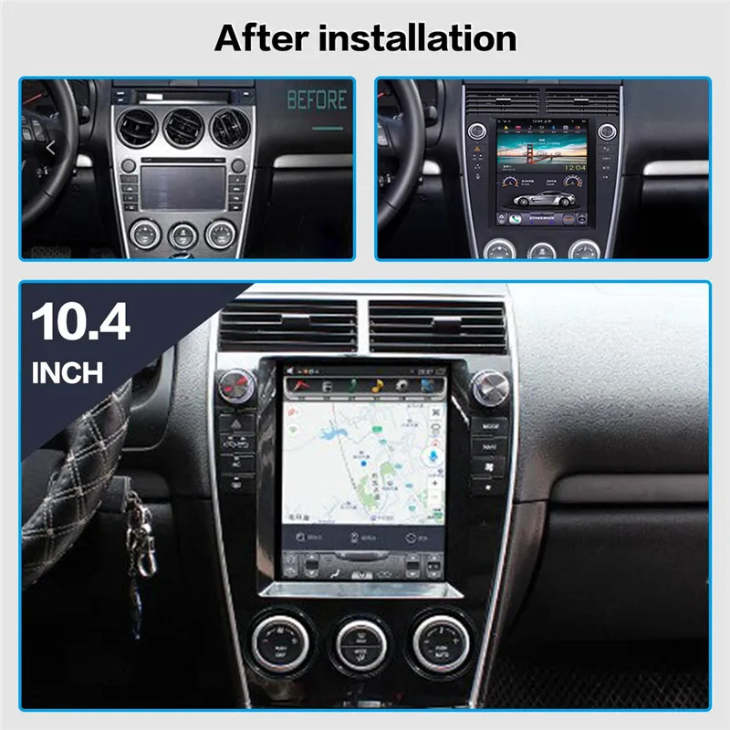 Discount Tesla Style Android 7 Vertical Screen GPS Navigation No DVD Player For Mazda 6 2002-2008 Auto Stereo Multimedia Player Head Unit 3