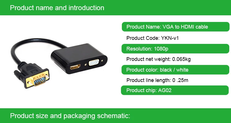 2 в 1 VGA адаптер VGA в кабель HDMI VGA разъем для ноутбука к HDTV проектору Видео Аудио конвертер 1080P VGA HDMI конвертер